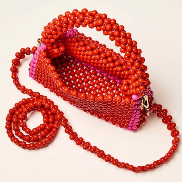Kate Spade New York Red and Pink Colorblock Beaded Crossbody Bag - Picture 3 of 3